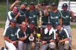 Adult Baseball Team Posing with Trophy